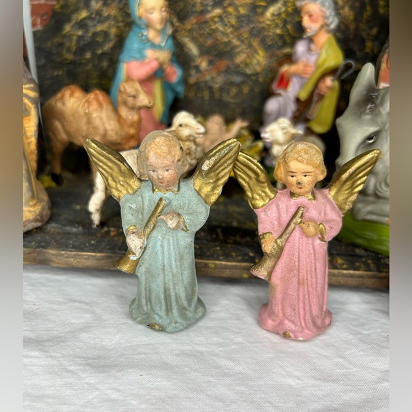 Vintage Nativity Made In Germany Some Figures in Italy, some unmarked 18 pieces - Picture 6 of 14
